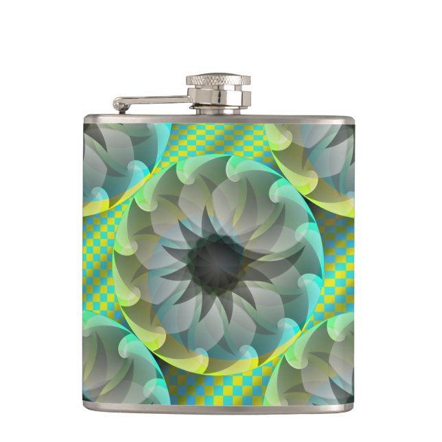 Spiral Shark by Kenneth Yoncich Hip Flask (Front)