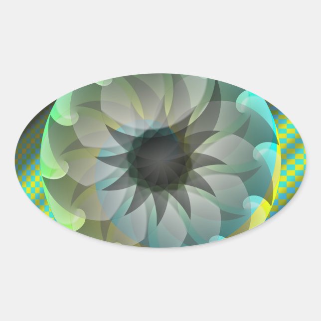 Spiral Shark by Kenneth Yoncich Oval Sticker (Front)