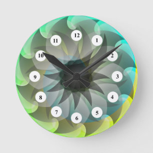 Spiral Shark (Classic Face) by Kenneth Yoncich Round Clock