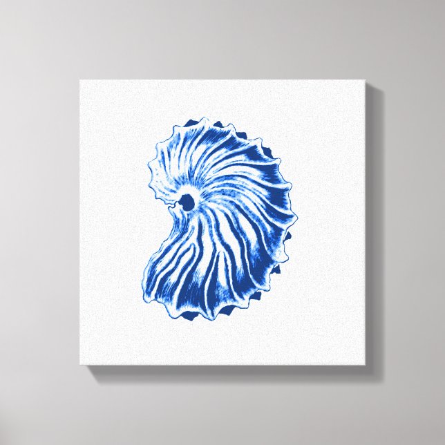 Spiral Shell, Indigo Blue and White Canvas Print (Front)