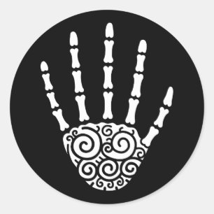 Spiral Skeleton Hand Classic Round Sticker