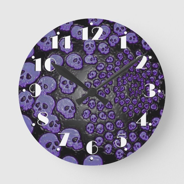 Spiral Skulls Round Clock (Front)