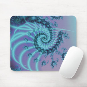Spiral Staircase   Blue and Pink Fractal Art Mouse Mat