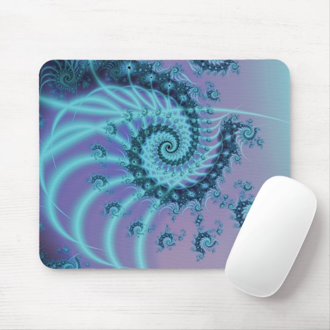 Spiral Staircase | Blue and Pink Fractal Art Mouse Mat (With Mouse)