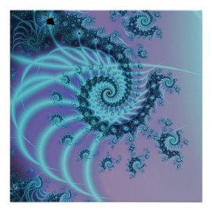 Spiral Staircase   Blue and Pink Fractal Art Poster