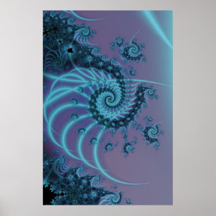 Spiral Staircase   Blue and Pink Fractal Art Poster