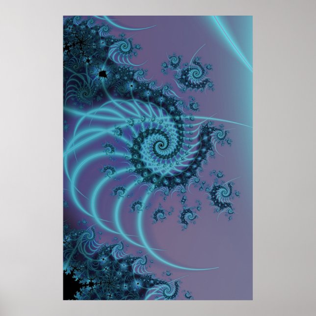 Spiral Staircase | Blue and Pink Fractal Art Poster (Front)