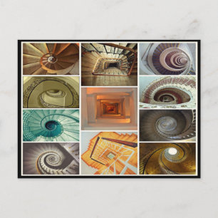 Spiral staircase staircase architecture collage postcard