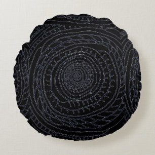 Spiral Sun Round Pillow (Black and Blue Edition)