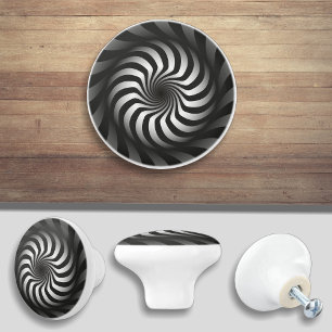 Spiral Swirl Black and White Cabinet Drawer Knob