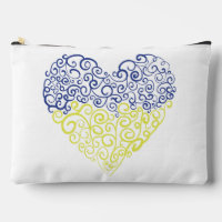 Spiral swirls mehandi heart Ukrainian flag colours