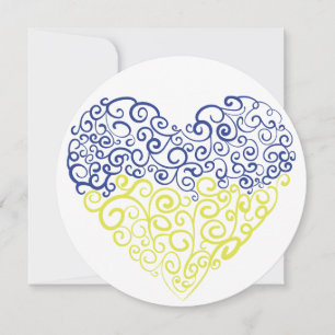 Spiral swirls mehandi heart Ukrainian flag colours Announcement