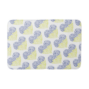 Spiral swirls mehandi heart Ukrainian flag colours Bath Mat