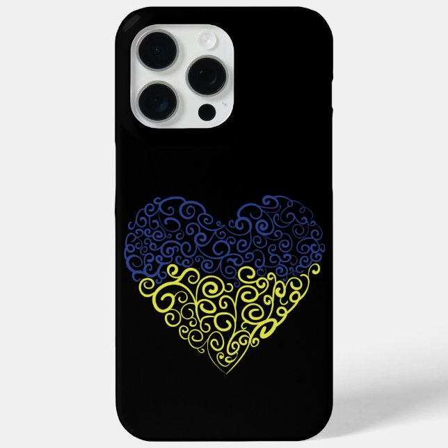 Spiral swirls mehandi heart Ukrainian flag colours Case-Mate iPhone Case (Back)