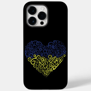 Spiral swirls mehandi heart Ukrainian flag colours Case-Mate iPhone 14 Pro Max Case