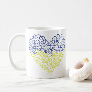 Spiral swirls mehandi heart Ukrainian flag colours Coffee Mug