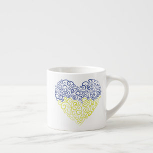 Spiral swirls mehandi heart Ukrainian flag colours Espresso Cup