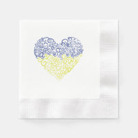 Spiral swirls mehandi heart Ukrainian flag colours