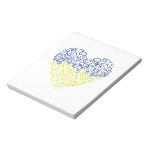 Spiral swirls mehandi heart Ukrainian flag colours Notepad