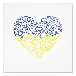 Spiral swirls mehandi heart Ukrainian flag colours Photo Print