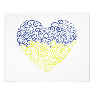 Spiral swirls mehandi heart Ukrainian flag colours Photo Print