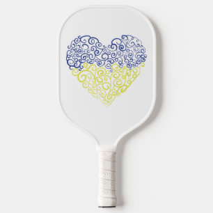 Spiral swirls mehandi heart Ukrainian flag colours Pickleball Paddle