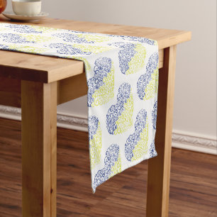 Spiral swirls mehandi heart Ukrainian flag colours Short Table Runner