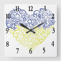 Spiral swirls mehandi heart Ukrainian flag colours