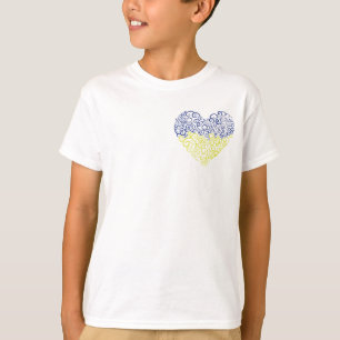 Spiral swirls mehandi heart Ukrainian flag colours T-Shirt