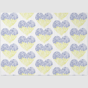 Spiral swirls mehandi heart Ukrainian flag colours Tissue Paper