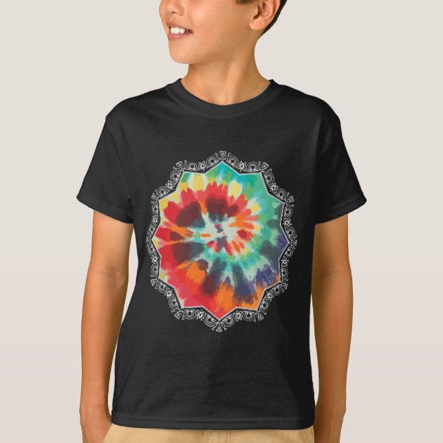 Spiral Tie Dye Ornate Mandala Geometry Gaia Art Yo T-Shirt (Front)