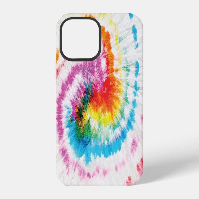 Spiral tie-dye, rainbow swirl pattern iPhone case (Back)