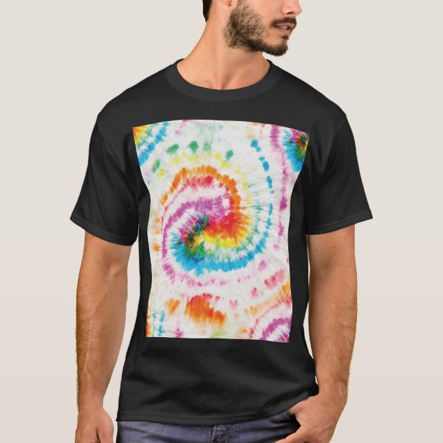 Spiral tie-dye, rainbow swirl pattern T-Shirt (Front)