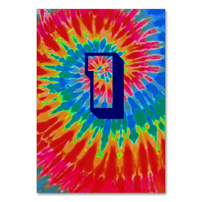 Spiral Tie Dye Wedding Table One Number (Front)