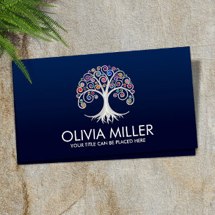 Spiral Tree of Life -  color swirl foliage Business Card