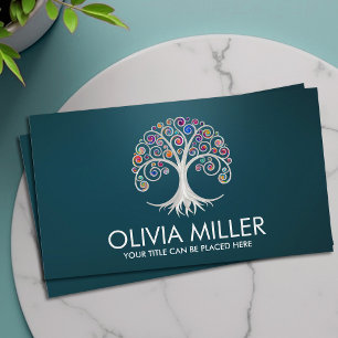 Spiral Tree of Life -  color swirl foliage Business Card