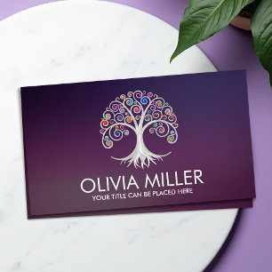 Spiral Tree of Life -  colour swirl foliage Business Card