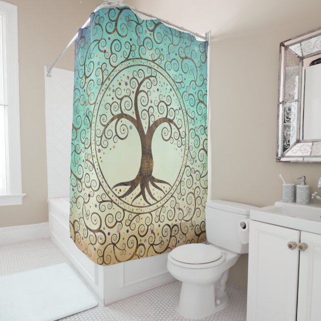 Spiral Tree of life - Yggdrasil Shower Curtain (In Situ)