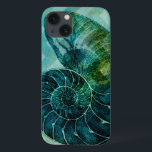 Spiral Turquoise Conch Shell iPhone 13 Case<br><div class="desc">In this vivid image,  you can see in vintage natural and unique style of the turquoise Conch shell up close. This unique type of art has black shading to accent the spiralling of this conch shell. Get this conch shell with an turquoise background on your product today.</div>