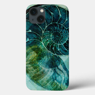Spiral Turquoise Conch Shell iPhone 13 Case