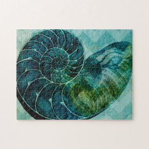 Spiral Turquoise Conch Shell Jigsaw Puzzle