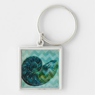 Spiral Turquoise Conch Shell Key Ring