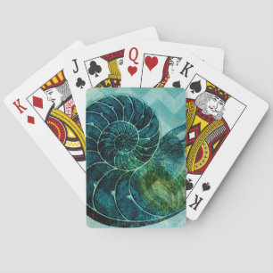 Spiral Turquoise Conch Shell Playing Cards