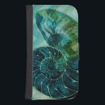 Spiral Turquoise Conch Shell Samsung S4 Wallet Case<br><div class="desc">In this vivid image,  you can see in vintage natural and unique style of the turquoise Conch shell up close. This unique type of art has black shading to accent the spiralling of this conch shell. Get this conch shell with an turquoise background on your product today.</div>