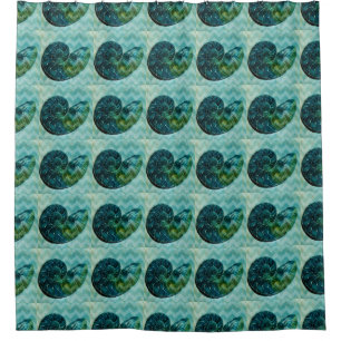 Spiral Turquoise Conch Shell Shower Curtain