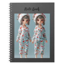 Spiral two Pretty Cartoon style girls  Notebook