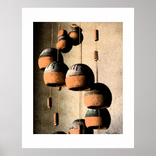 Spiraled Clay Wind Chimes Still Life Poster