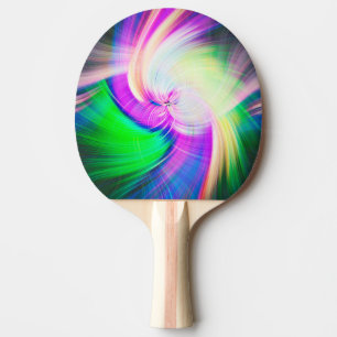 SPIRALFLUO - Psychedelic Colorful Modern Fractal - Ping Pong Paddle