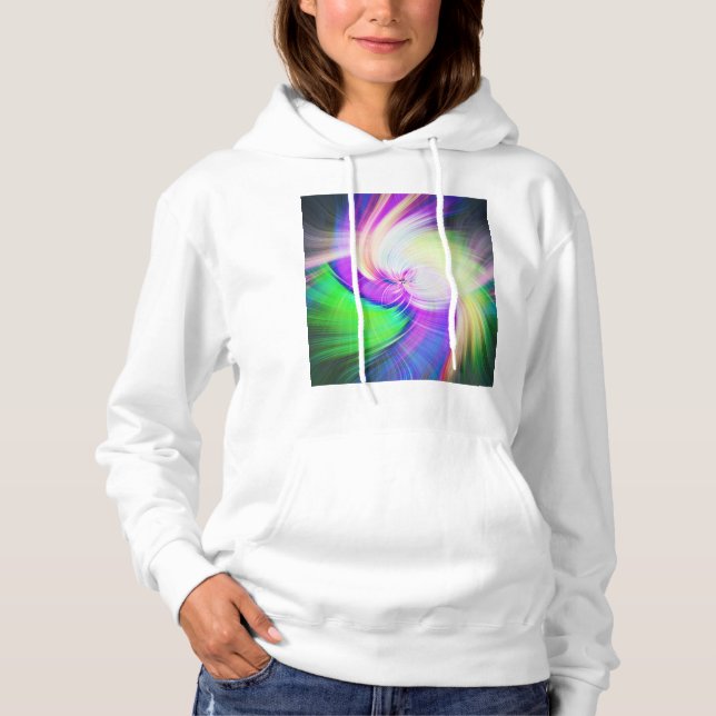 SPIRALFLUO - Psychedelic Colourful Modern Fractal  Hoodie (Front)
