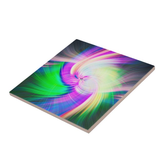 SPIRALFLUO - Psychedelic Colourful Modern Fractal  Tile (Side)